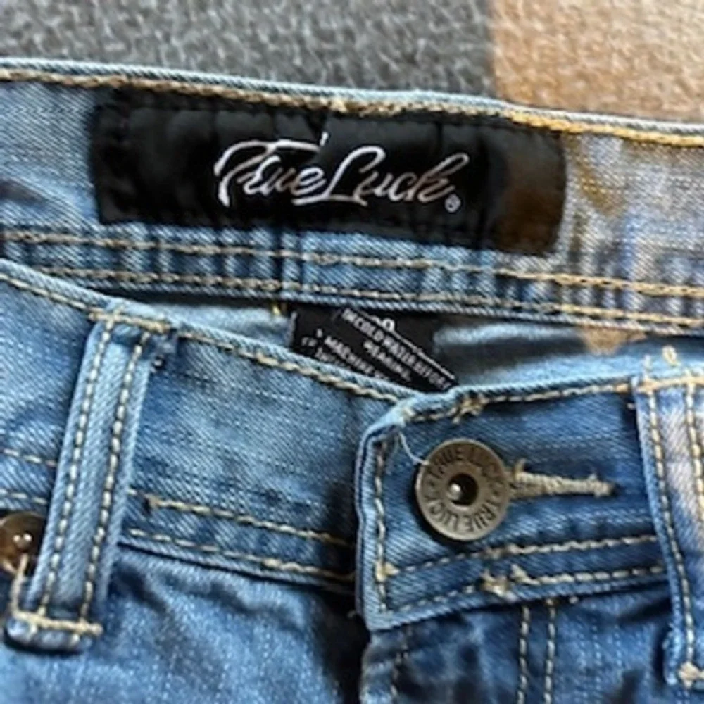 True Luck Mens Jeans‎  Light Wash Straight Leg Distressed Faded Denim Size 30/30